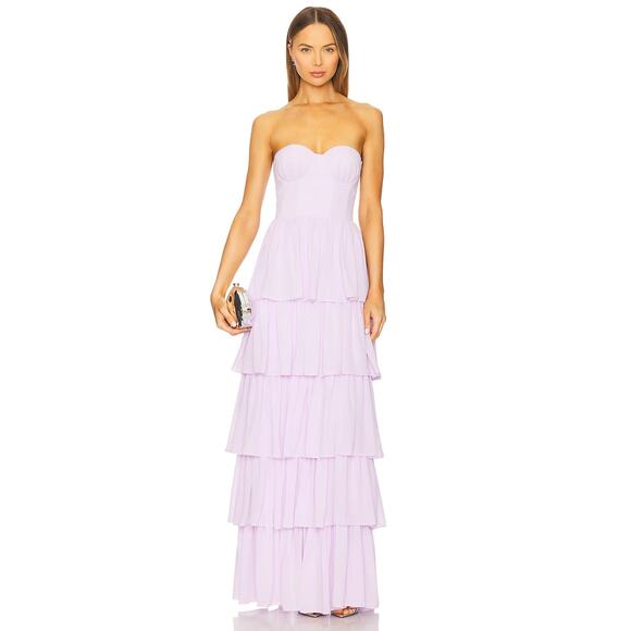 Lovers and Friends Hattie Gown Strapless Tiered Formal Fairy Party Garden Prom M - Picture 2 of 11